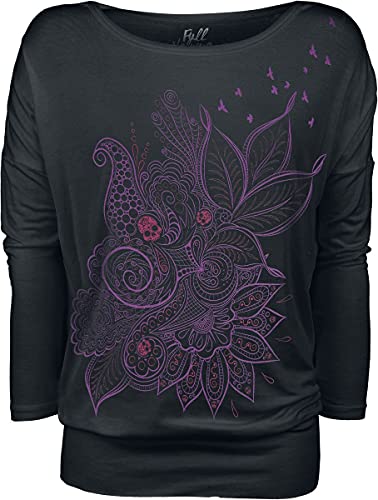 Full Volume by EMP Damen schwarzes lockeres Langarmshirt mit Print M von Full Volume by EMP