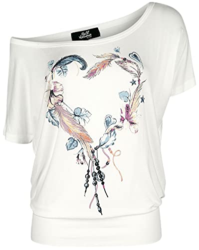 Full Volume by EMP Damen weißes T-Shirt mit Rundhalsausschnitt und UV-Print S von Full Volume by EMP