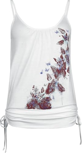 Full Volume by EMP Damen weißes Top mit Schmetterling Frontprint und Raffungen XXL von Full Volume by EMP