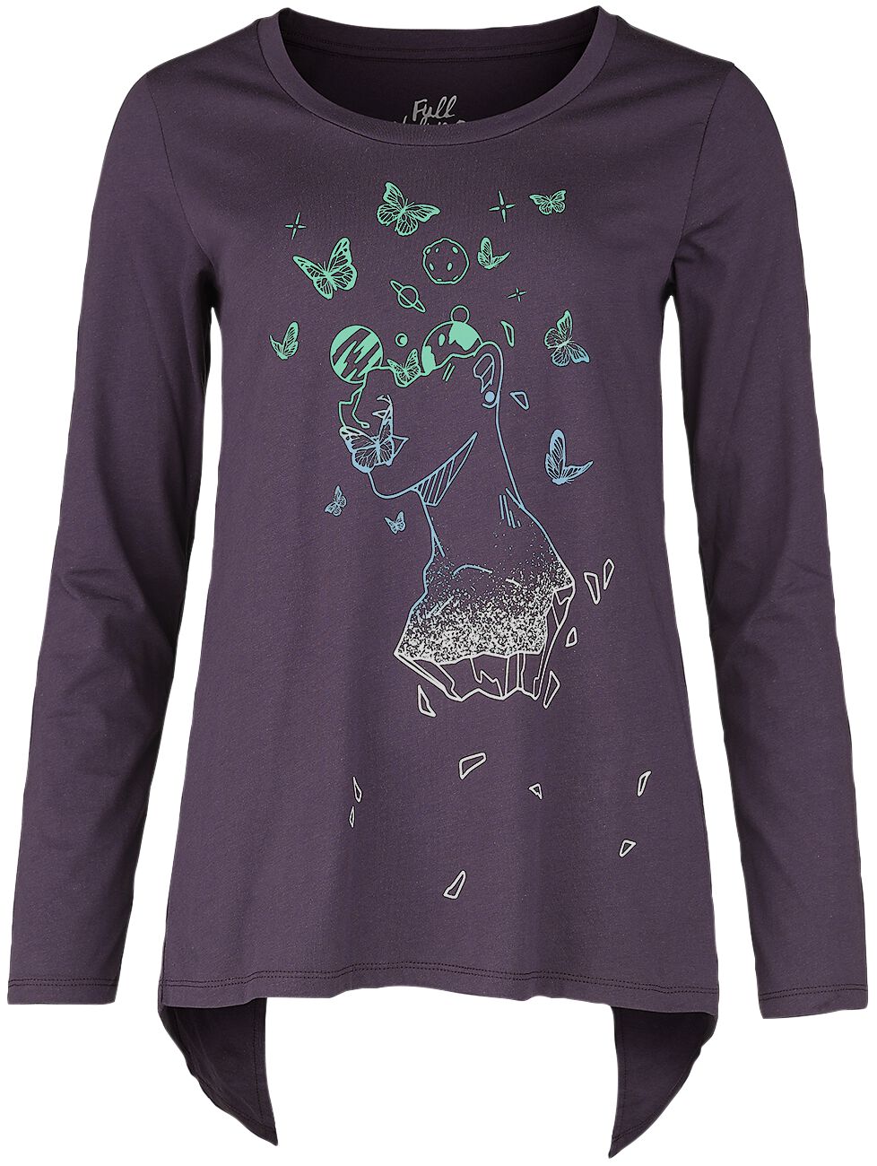 Full Volume by EMP Langarmshirt - Langarmshirt mit Galaxy Butterfly Print - S bis XXL - für Damen - Größe L - lila von Full Volume by EMP