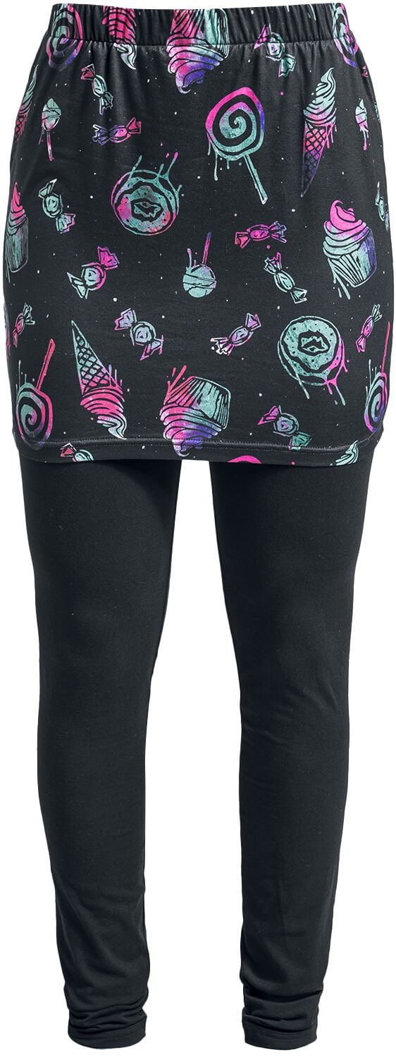 Full Volume by EMP Leggings - Leggings with Skirt and Candy Print - S bis M - für Damen - Größe S - schwarz von Full Volume by EMP