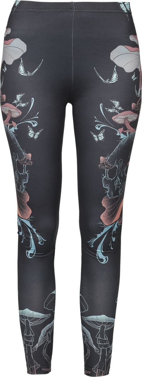 Full Volume by EMP Leggings - Leggings with Skull and Mushroom Print - S bis XXL - für Damen - Größe L - schwarz von Full Volume by EMP