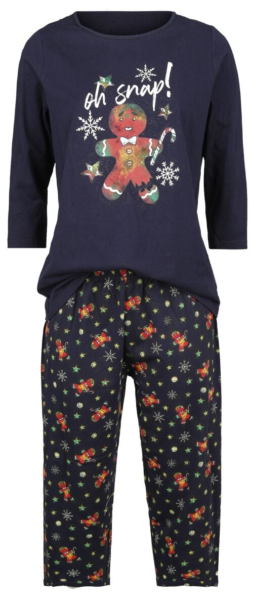 Full Volume by EMP Schlafanzug - Pyjama with Gingerbread Man Print - S bis XXL - für Damen - Größe L - blau von Full Volume by EMP