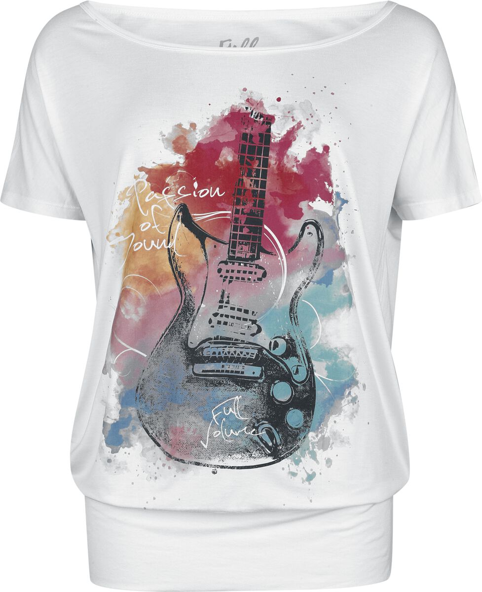 Full Volume by EMP T-Shirt - T-Shirt With Guitar Frontprint - S bis XXL - für Damen - Größe XXL - weiß von Full Volume by EMP