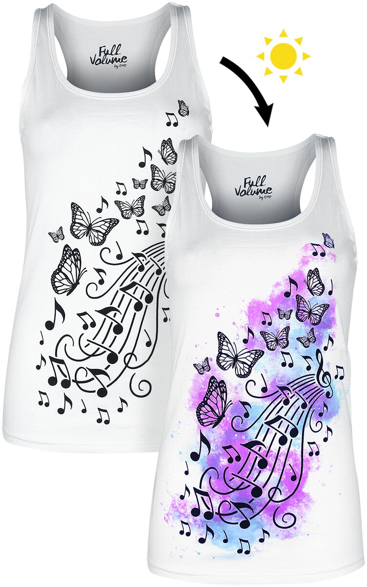 Full Volume by EMP Tank Top mit Schmetterlingen und Musiknoten Top weiß in L von Full Volume by EMP