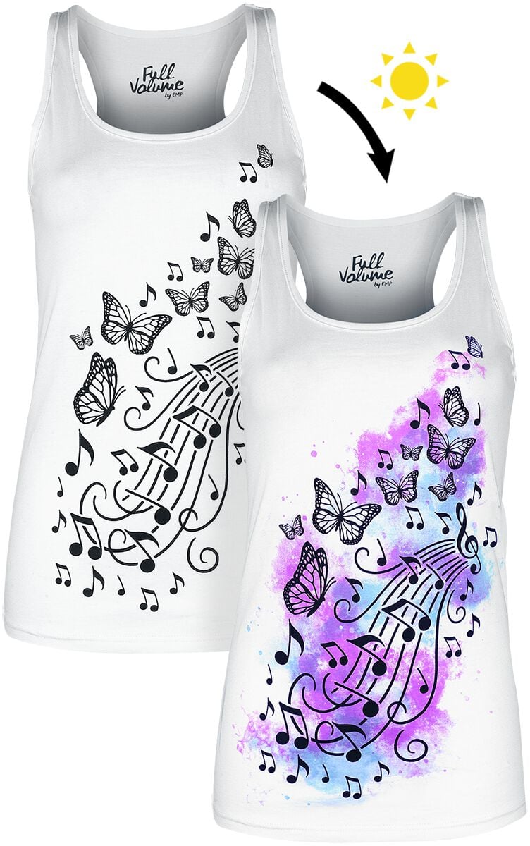 Full Volume by EMP Tank Top mit Schmetterlingen und Musiknoten Top weiß in XL von Full Volume by EMP