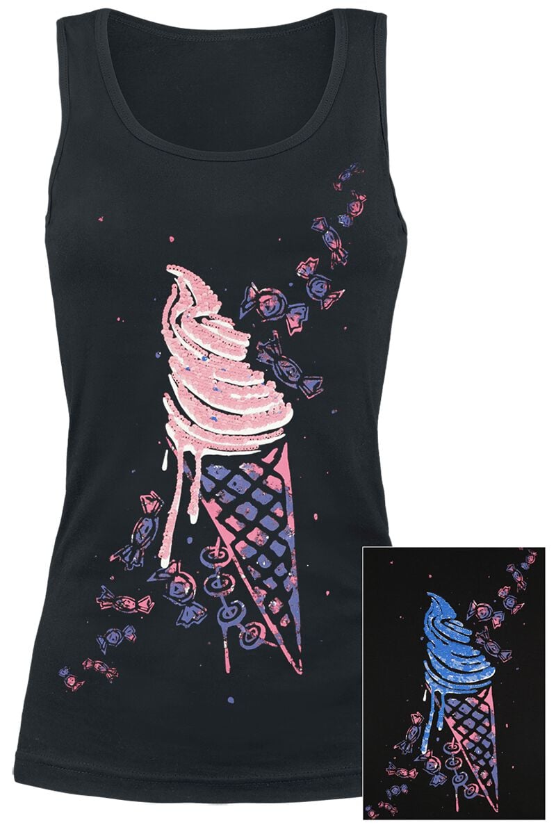 Full Volume by EMP Top - Tank Top with Sequins and Print - S bis XXL - für Damen - Größe S - schwarz von Full Volume by EMP