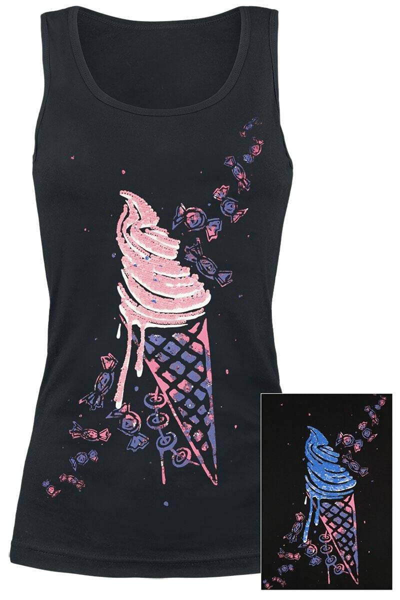 Full Volume by EMP Top - Tank Top with Sequins and Print - S bis M - für Damen - Größe S - schwarz von Full Volume by EMP