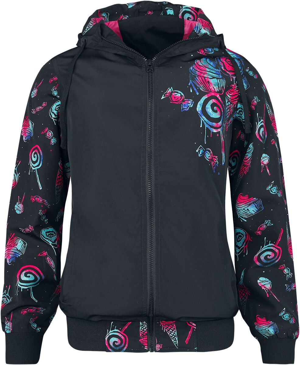 Full Volume by EMP Übergangsjacke - Oversize Between Season Jacket With Candy Print - XS bis XXL - für Damen - Größe S - schwarz von Full Volume by EMP