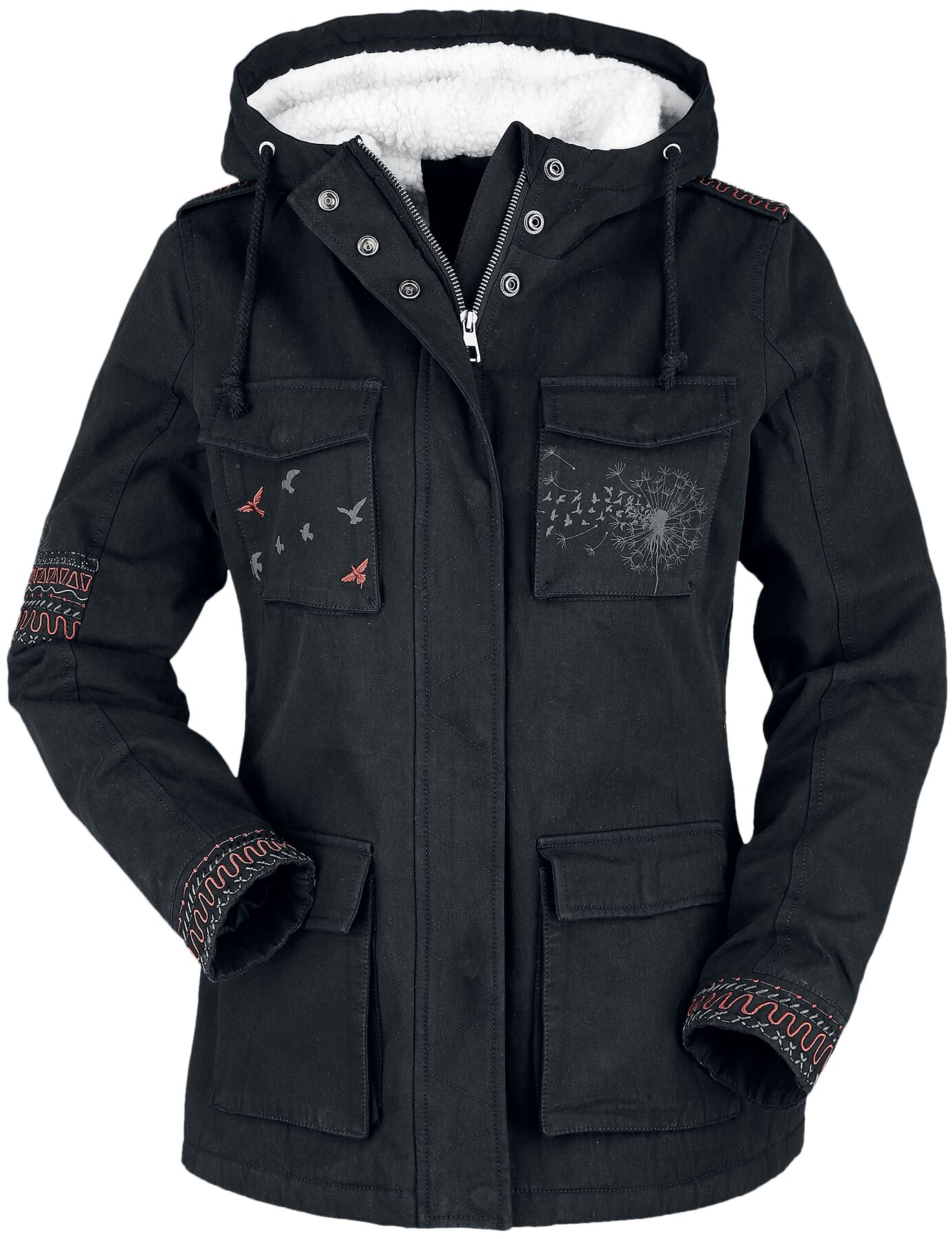 Full Volume by EMP Winterjacke mit Prints und Stickerei Winterjacke schwarz in L von Full Volume by EMP