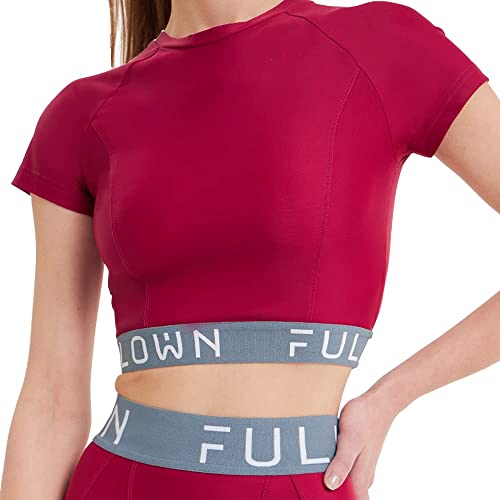 Full:Blown Klassisches Rundhals-Kompressions-Bra-Top - Sport-Top für Damen, Sport-BH für Damen - Optimale Unterstützung und Komfort beim Training - Atmungsaktiv, Stretchbar - M - Berry von Full:Blown