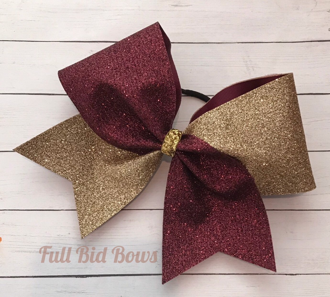 Cheer Bow - Kastanienbraun Und Gold Glitter Cheer Bow - Kastanienbraun Und Gold Glitter von FullBidBows