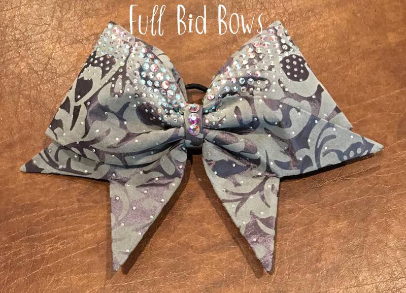 Grau Flocked Bogen Alle Fabric Strassstein Jubeln von FullBidBows