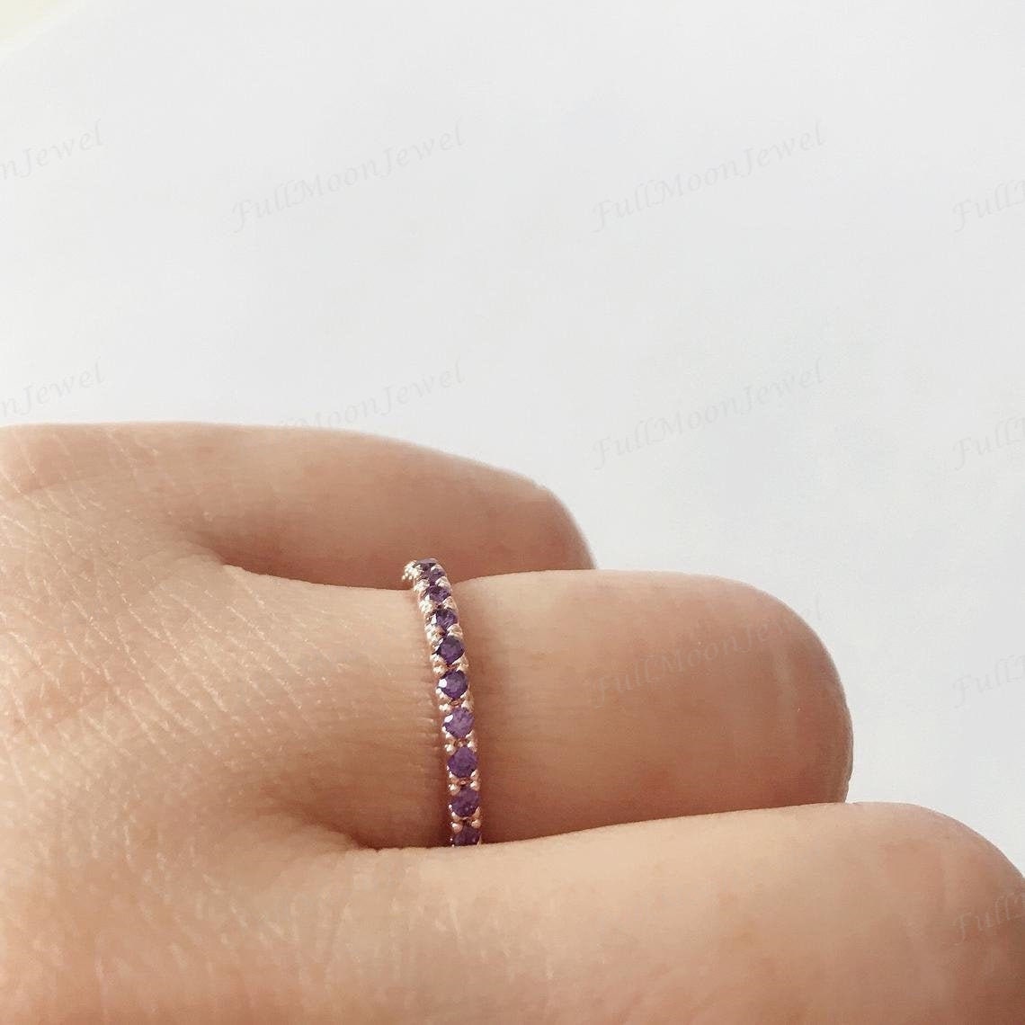 Amethyst Band, Brautjungfer 925 Silber Sterling Februar Birthstone Geschenk Für Frauen, Verlobungsband, Designer Band Party von FullMoonJewel