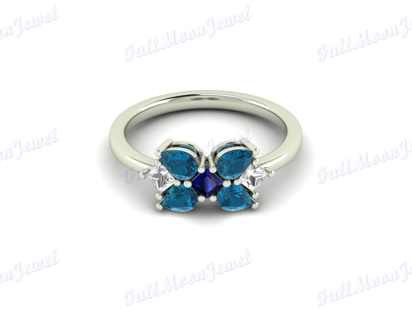 London Blauer Topas Ring, Verlobungsring, 925 Silber Sterling Jubiläumsgeschenke, Ring Vorschlagen Für Frauen, Topas-Saphir-Ring, Cz Band von FullMoonJewel