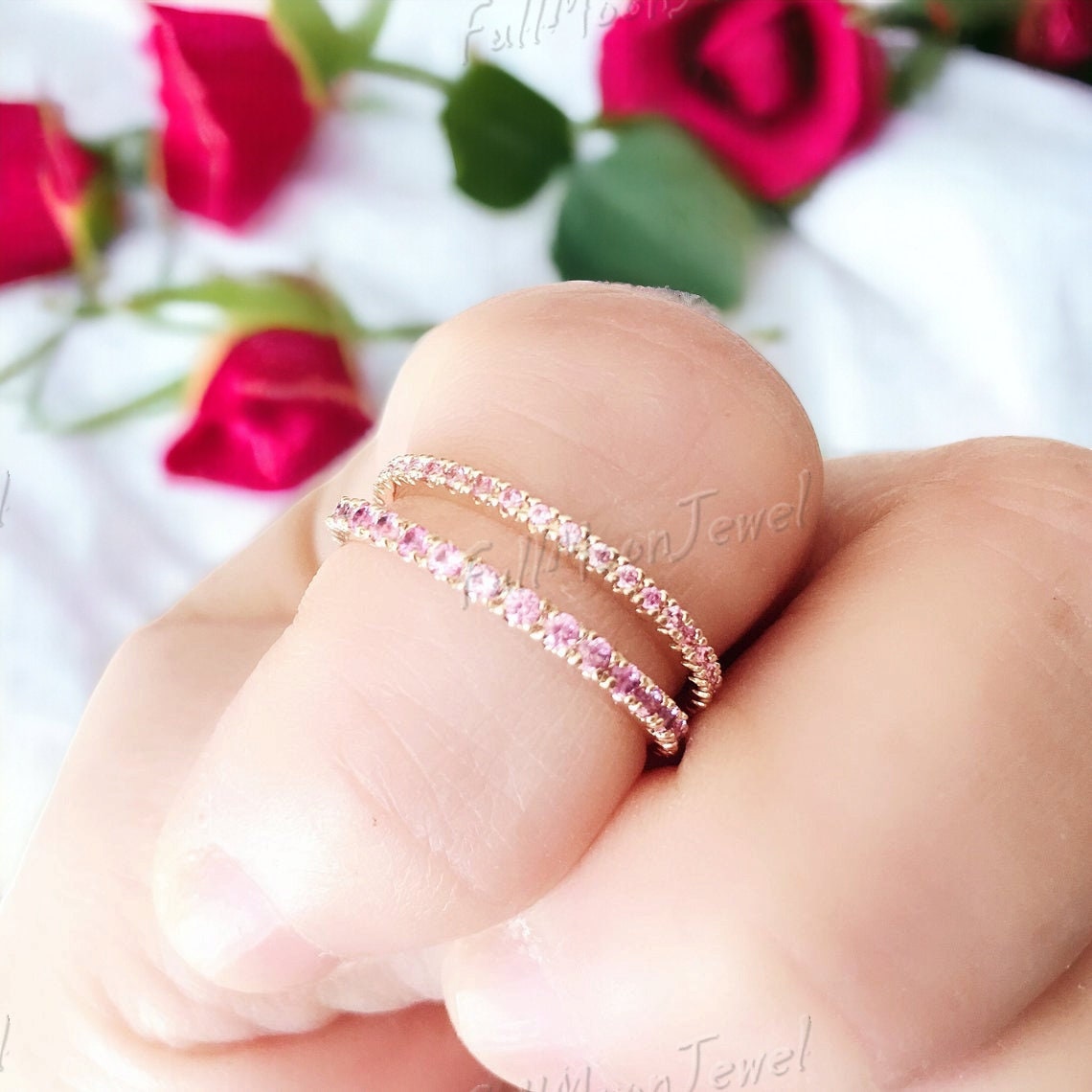 Turmalin & Sterling Silber Verlobungsring - Rosa Stein Ring Brautjungfer Geschenk Schlichte Eleganz Für Frauen- Schlichter Frauenring von FullMoonJewel