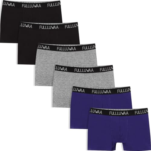 Fullluwaa Boxershorts Herren 6er Pack Retroshorts Trunks Men Unterwäsche Unterhosen Männer Baumwolle S,M,L,XL,2XL,3XL(L,Schwarz-DunkelGrau-Blau) von Fullluwaa