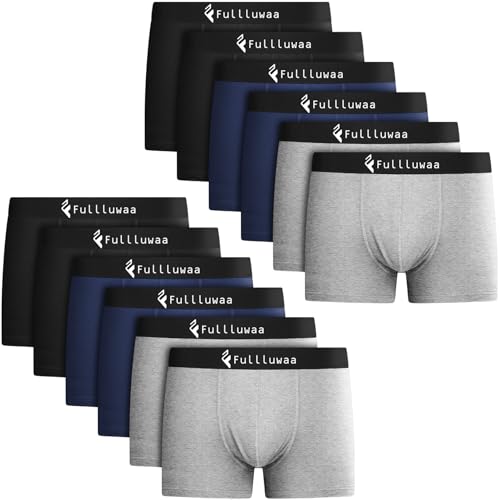 Fullluwaa Boxershorts Herren 12er Pack - Business Men Retroshorts Männer Trunks Baumwolle Unterwäsche Weiche und Ideale Passform (Ohne Kratzenden Zettel) von Fullluwaa