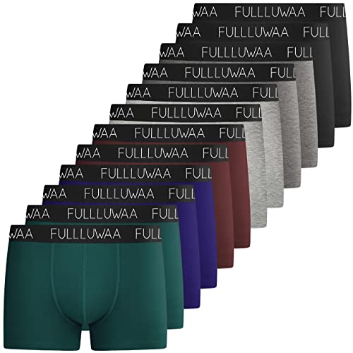 Fullluwaa Boxershorts Men Herren 12er Pack Retroshorts Männer Trunks Baumwolle Unterwäsche Weiche und Ideale Passform(Ohne Kratzenden Zettel) von Fullluwaa