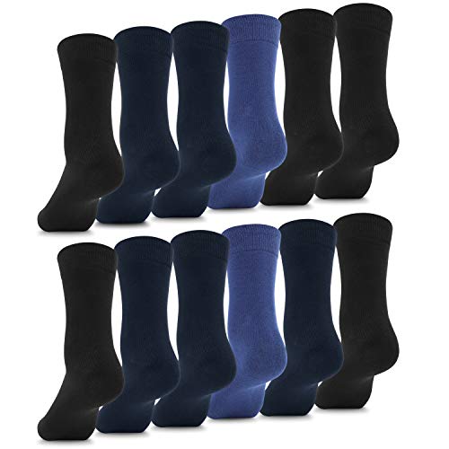 Fullluwaa Socken Herren Damen 10/12 Paar Business Schwarz Baumwolle Lange Komfortbund-XL, Blau *2+navy *5+schwarz *5 von Fullluwaa