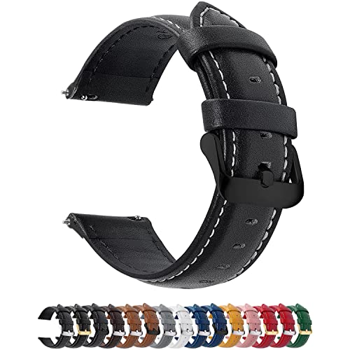 Fullmosa 12 Farben Uhrenarmband,20mm Vintage Lederarmband Ersatzrmbänder für Smartwatch und Universal-Uhr mit Edelstahl Schließe für Herren Damen,20mm Uhrband Schwarz + Schwarze Schnalle Fullmosa 12 Farben Uhrenarmband,20mm Vintage Lederarmband Ersatzrmbänder für Smartwatch und Universal-Uhr mit Edelstahl Schließe für Herren Damen,20mm Uhrband Schwarz + Schwarze Schnalle von Fullmosa
