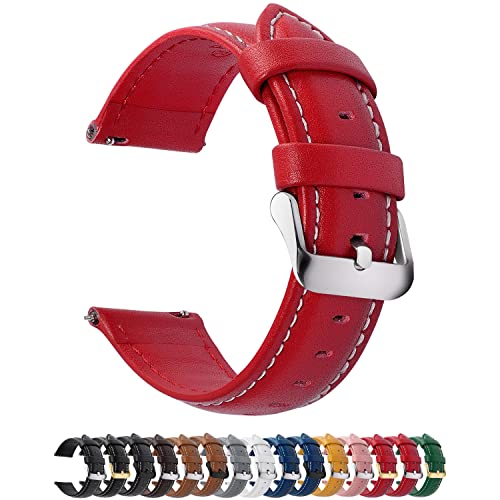 Fullmosa 12 Farben Uhrenarmband,20mm Vintage Lederarmband Ersatzrmbänder für Smartwatch und Universal-Uhr mit Edelstahl Schließe für Herren Damen,20mm Uhrband Rot Fullmosa 12 Farben Uhrenarmband,20mm Vintage Lederarmband Ersatzrmbänder für Smartwatch und Universal-Uhr mit Edelstahl Schließe für Herren Damen,20mm Uhrband Rot von Fullmosa