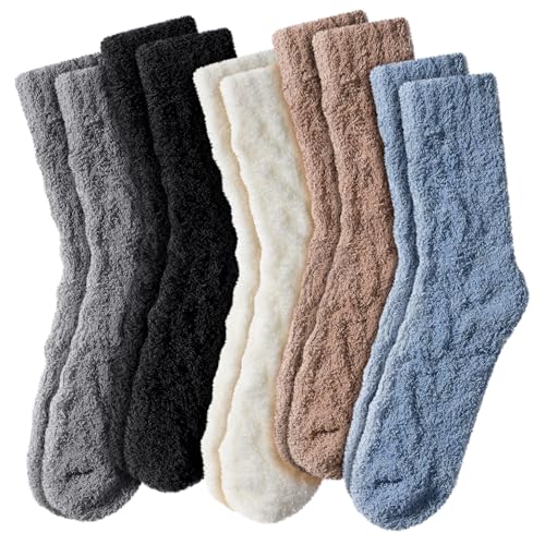 Fuzzy Socken für Damen – 5 Paar flauschige Socken, gemütliche Socken, Hausschuhsocken für Damen Fuzzy Socken für Damen – 5 Paar flauschige Socken, gemütliche Socken, Hausschuhsocken für Damen von Fullogo