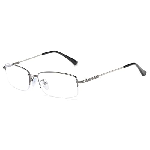 Fullwosing Blaulichtfilter Brille Kurzsichtig -0.50 bis -6.00 Dioptrien Halbrand Metall Fernbrille Damen Herren(-6.00,Metallisch) von Fullwosing