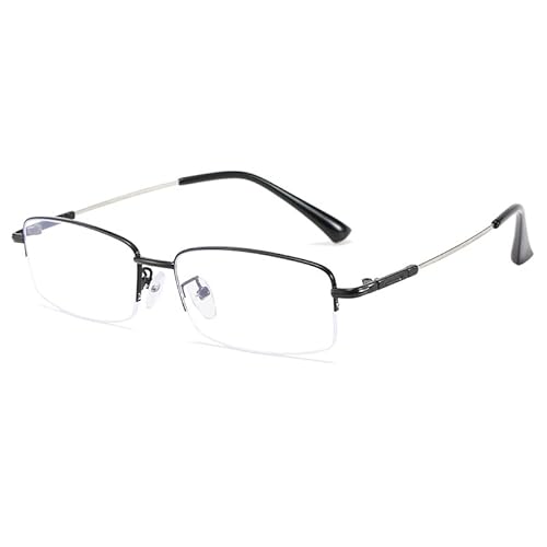Fullwosing Blaulichtfilter Brille Kurzsichtig -0.50 bis -6.00 Dioptrien Halbrand Metall Fernbrille Damen Herren(-6.00,Schwarz) von Fullwosing