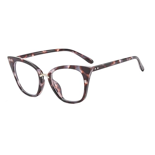 Fullwosing Modische Katzenaugen-Brille für Kurzsichtigkeit (-0.5 bis -6.0) Leichte Damen-Brille mit HD-Klarsicht, Trendy Cat-Eye Design für Frauen (Blumenmuster, -1.00) von Fullwosing