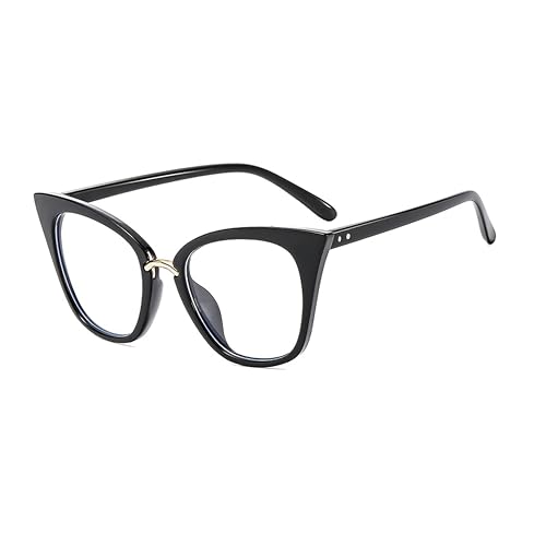 Fullwosing Modische Katzenaugen-Brille für Kurzsichtigkeit (-0.5 bis -6.0) Leichte Damen-Brille mit HD-Klarsicht, Trendy Cat-Eye Design für Frauen (Schwarz, -4.00) von Fullwosing