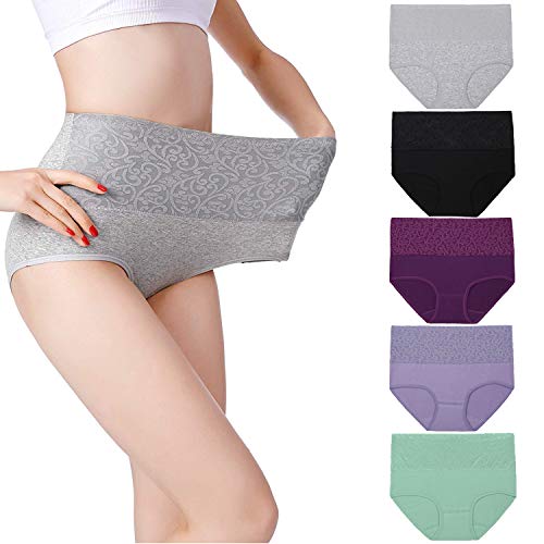 Fulyou Damen Unterhosen Baumwolle Slip Damen Pantys High Waist Taillenslip Mehrpack Wochenbett Unterwäsche Kaiserschnitt Unterhose von Fulyou