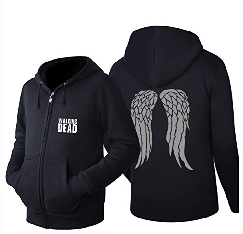 The Walking Dead Daryl Kapuzenjacke Dixon Flügel Hoodie Pullover Kapuzenjacke Sweatjacke Reißverschluss Schwarz L von Fuman