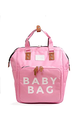 Fume London Wickelrucksack und Umhängetasche-Stilvolle und Geräumige Baby bag, Reisetasche und Kliniktasche mit 3 Isolierten Taschen, Wickeltasche für Unterwegs (Rosa) von Fume London