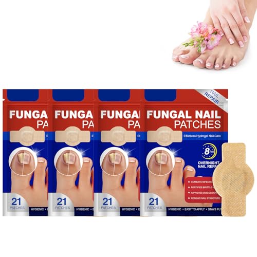 Pilz-Nagelbehandlungs-Patches, Mehrzweck Zehennagel Pads, Nagelgraben Reparaturpflaster, Zehennagel Korrektur Patch, für Beschädigte Nägel und Erscheinungsbild Verfärbter Nägel (4 Stück) von Fummy