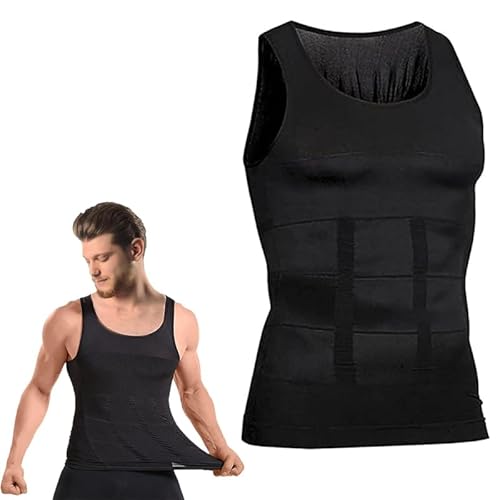 SHAPERLUV - Herren Bauchweg Weste & Body Shaper Sofort Bauchformung Bauchkontrolle Kompressionsweste Top Bauchweg Shaper Unterhemd, Schwarz , L von Fumxincg