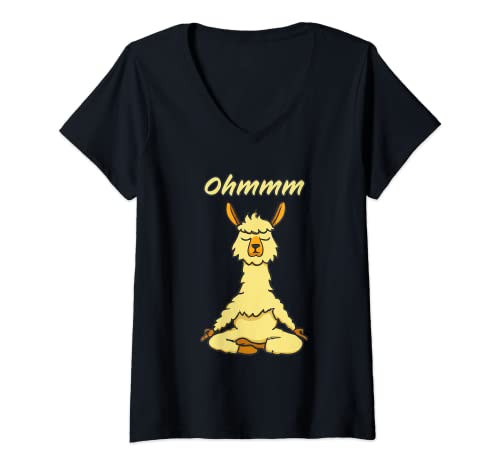 Damen Ohmmm Yoga Alpaka Lama zum Entspannen und Meditieren T-Shirt mit V-Ausschnitt Damen Ohmmm Yoga Alpaka Lama zum Entspannen und Meditieren T-Shirt mit V-Ausschnitt von Fun Alpaca Lama Ohmmm Gifts & Co