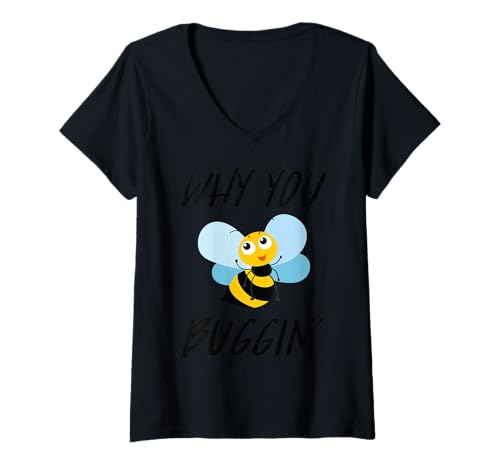 Damen Why You Buggin' - Funny Busy Bee, Save The Bees, Umwelt T-Shirt mit V-Ausschnitt Damen Why You Buggin' - Funny Busy Bee, Save The Bees, Umwelt T-Shirt mit V-Ausschnitt von Fun Animal Designs