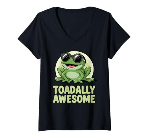 Damen Toadally Awesome Frosch Design T-Shirt mit V-Ausschnitt Damen Toadally Awesome Frosch Design T-Shirt mit V-Ausschnitt von Fun Animal Humor Design