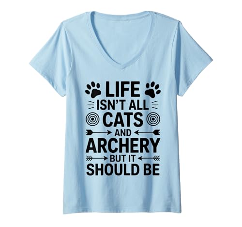 Damen Katzen und Bogenschießen Bogenschießen Lustiges Bogenschießen T-Shirt mit V-Ausschnitt Damen Katzen und Bogenschießen Bogenschießen Lustiges Bogenschießen T-Shirt mit V-Ausschnitt von Fun Archery Cool Cats And Archer Designs