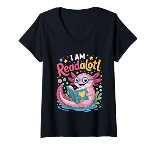 Damen Axolotl Books I Am Readsalotl Reading Bookworm Mädchen Kinder T-Shirt mit V-Ausschnitt Damen Axolotl Books I Am Readsalotl Reading Bookworm Mädchen Kinder T-Shirt mit V-Ausschnitt von Fun Axolotl Books Reading Bookworm Boys Girls Kids