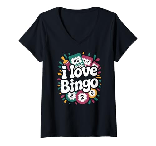 Damen Ich Liebe Bingo-Enthusiast Passionate T-Shirt mit V-Ausschnitt Damen Ich Liebe Bingo-Enthusiast Passionate T-Shirt mit V-Ausschnitt von Fun Bingo Game Lovers Enthusiasts