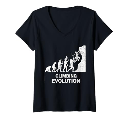 Damen Climbing Evolution Fun Bouldern Felskletterer T-Shirt mit V-Ausschnitt Damen Climbing Evolution Fun Bouldern Felskletterer T-Shirt mit V-Ausschnitt von Fun Bouldering Rock Climber Art