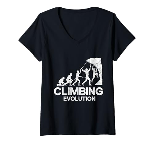 Damen Climbing Evolution Fun Bouldern Felskletterer T-Shirt mit V-Ausschnitt Damen Climbing Evolution Fun Bouldern Felskletterer T-Shirt mit V-Ausschnitt von Fun Bouldering Rock Climber Art
