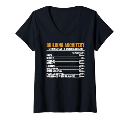 Damen Fun Building Architect Nährwertangaben Informationen Männer Frauen T-Shirt mit V-Ausschnitt von Fun Building Architect Nutrition Facts Men Women