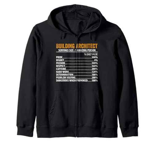 Fun Building Architect Nährwertangaben Informationen Männer Frauen Kapuzenjacke von Fun Building Architect Nutrition Facts Men Women