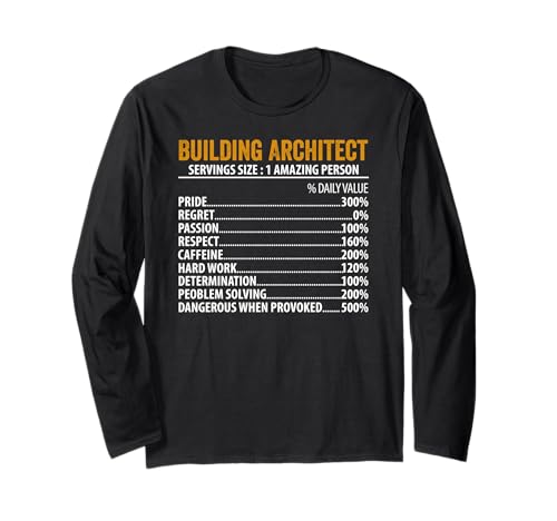 Fun Building Architect Nährwertangaben Informationen Männer Frauen Langarmshirt von Fun Building Architect Nutrition Facts Men Women