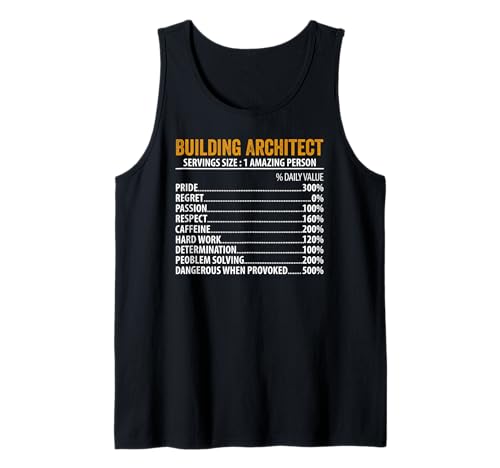 Fun Building Architect Nährwertangaben Informationen Männer Frauen Tank Top von Fun Building Architect Nutrition Facts Men Women