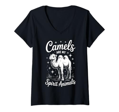 Damen Kamele Geist Tiere Lustiges Kamel T-Shirt mit V-Ausschnitt Damen Kamele Geist Tiere Lustiges Kamel T-Shirt mit V-Ausschnitt von Fun Camel Animal Cool Camels Designs