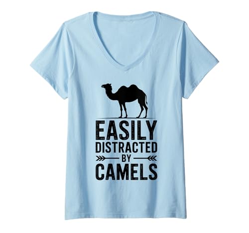 Damen Abgelenkt von Kamelen Lustiges Kamel T-Shirt mit V-Ausschnitt Damen Abgelenkt von Kamelen Lustiges Kamel T-Shirt mit V-Ausschnitt von Fun Camels Cool Camel Designs
